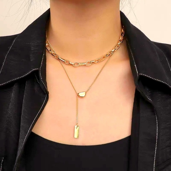 💎BOGO❗️Double 2 Layer Gold Toned Necklace chain with gold bead - Picture 3 of 8